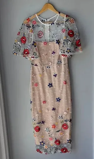 Just Me Floral Embroidered Midi Dress thumbnail 1