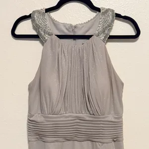Cachet Gown Dress Sz 10 Silver Gray Beaded Halter Neck Glitter Formal thumbnail 4