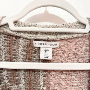Sincerely Jules Blush Patchwork Chunky Knit Cardigan Size Large thumbnail 5