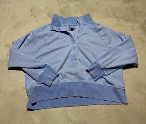 American Eagle Light Blue Women's Pullover Snap-Front Sweatshirt medium thumbnail 1