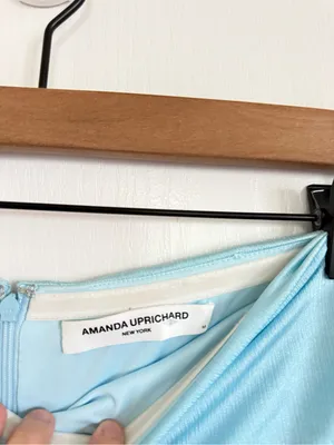 Amanda Uprichard Anja Strapless Ruched Mini Dress in Light Blue thumbnail 3