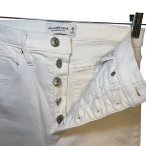 Abercrombie & Fitch Ultra High‎ Rise Flare Jeans White Button Fly Raw Hem 26/2R thumbnail 2
