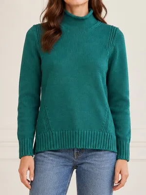 J. Crew Always The 1988 Rollneck Sweater L Emerald Green Cotton Heritage Preppy thumbnail 1