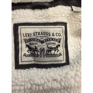 Levis Womens Sherpa Lined Faux Leather Trucker Jacket Black S Removable Collar thumbnail 7