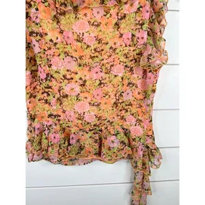 One Edit Nordstrom Floral Ruffle Sleeveless V-Neck Crop Top Blouse Sz XS thumbnail 7