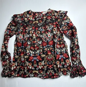 Ann Taylor Loft XXSP Top Floral‎ Print Stretch Long Sleeves Blouse Soft Crew thumbnail 1