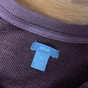 Aerie Brown Cropped Henley Sweatshirt XS thumbnail 7