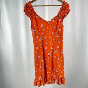 Free People‎ Like A Lady Printed Mini Dress In Orange size XS thumbnail 6