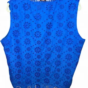 Boho ✨Royal Blue Lace Eyelet Bow Tie Vest Tank Top 2XL 💙 🎀 thumbnail 3
