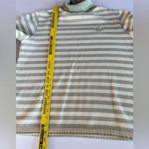 Vintage 90s Jaclyn Smith Sport Green Yellow Stripe Turtleneck Sweatshirt L thumbnail 7