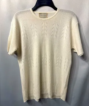 Vintage Italian Sweater short sleeve-Made Italy-Cream knit- Le Maglie di Giulia thumbnail 1