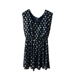 A.Byer Black with Metallic Polka Dot Cinch Waist Dress size Small thumbnail 3