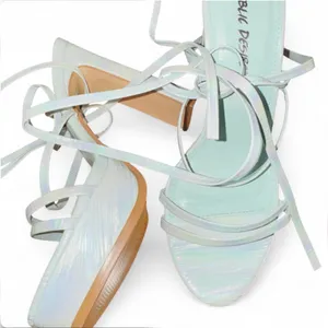Public Desire Lace Up Wrap Heels White Strappy Sandals Block Heel UK 5 US 7 NEW thumbnail 1