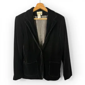 Coldwater Creek Womens size Small Velvet Blazer Black Single Button Whimsygoth thumbnail 1