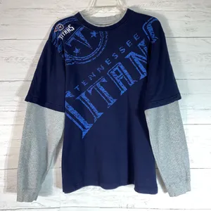 Tennessee Titans blue thermal insert sleeves tshirt womens size L thumbnail 1