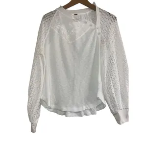 ✨Free People Sweetest Thing Thermal/Lace White Long Sleeve Sz Small Top✨ thumbnail 6