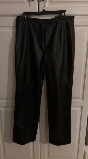 Preston‎ & York Premiere Genuine Leather Pants Womens 14 Straight Leg Dark Brown thumbnail 1