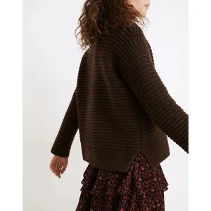 Madewell Elsmere Pullover Sweater Heather Brunette Brown Ribbed NC650 Medium thumbnail 2