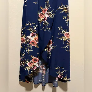 Omonsim Navy Floral Off-Shoulder Maxi Dress | Asymmetrical Hem Boho Romantic thumbnail 5