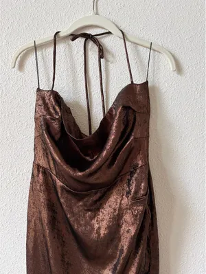 Rumer The Label Phoenix Maxi Dress Bronze Size Large Party Going Out Vacation thumbnail 3