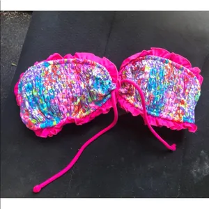 Victoria's Secret floral smocked Swim Top Sz S thumbnail 5