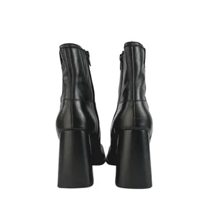 Free People Naomi Women's Black Leather Square Toe Block Heel Zip Ankle Boots 8 thumbnail 3