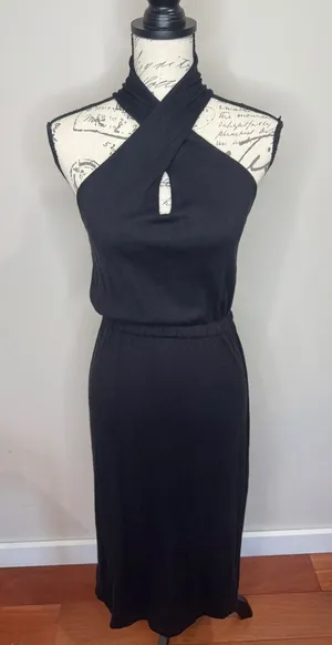 Ann Taylor Crossover Halter Knit Dress Gray NWT Sz S thumbnail 1