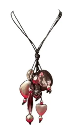 Silver & clear beads on a long multi cord necklace cute stylish versatile GUC thumbnail 1