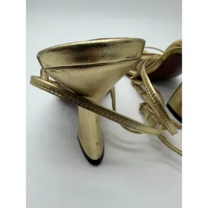 L'Autre‎ Chose Strappy Sandals Womens 36 Gold Metallic Leather Square Toe Italy thumbnail 8
