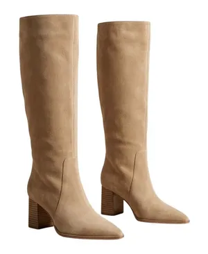 Vince Camuto Tan Suede Tall Block Heel Boots Womens 6.5W Extra Wide Calf thumbnail 1