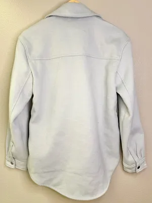 NWT Abercrombie & Fitch Light Blue Super Soft Snap Button Shacket Shirt Jacket thumbnail 7