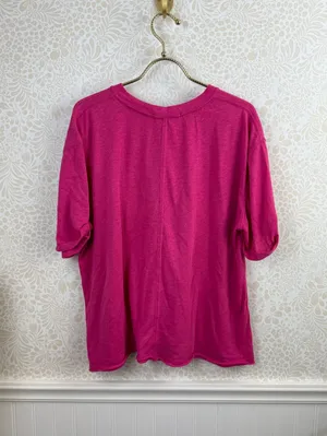 We The Free Hot Pink Cotton Blend Perfect Oversized Tee - Size - Medium thumbnail 2