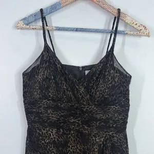 Rickie Freeman for Teri Jon chiffon animal print midi dress size 8 thumbnail 3