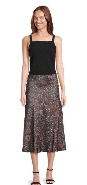 NWT Time and Tru Women's Satin Midi Skirt with Side Slit, Size: M thumbnail 2