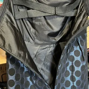 Anthropologie 4C Strapless Dress 4 Black Blue Polka Dot Jacquard Mini Graduation thumbnail 9