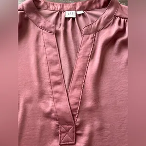 GAP Deco Rose Silky V-Neck Blouse XL Long Sleeve Draped Top thumbnail 7