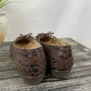 Salvatore Ferragamo Brown Textured Reptile Croc Print Leather Slip On Shoes 6 thumbnail 5