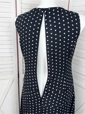 Anne Klein Polka Dot Lace Inset Sleeveless Maxi Dress Black White 12 Chiffon thumbnail 8
