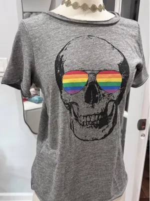 Chaser Grey Skull Graphic T-Shirt thumbnail 2