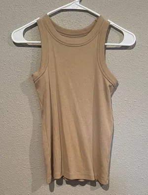 LOFT Tan Fitted Sleeveless Tank Top thumbnail 1