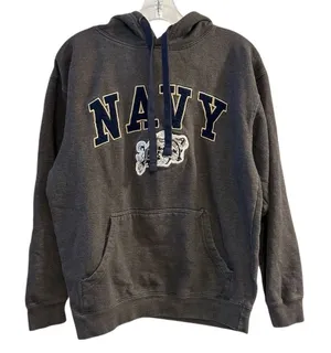 Ouray Navy Midshipmen Embroidered Hoodie‎ Sweatshirt Gray Unisex S thumbnail 1