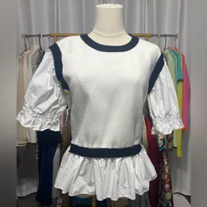By Anthropologie Layered Poplin Sweater Top thumbnail 5