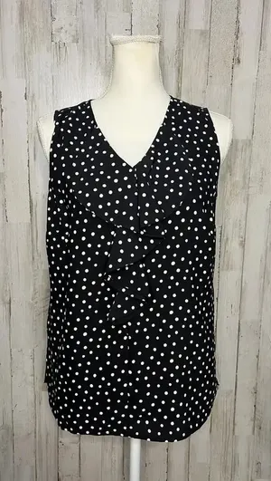 NWT Chico's Women's Sleeveless Polka Dot Blouse Black & White Size 0‎ thumbnail 1