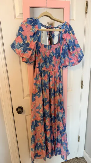 Floral Maxi Vestique Dress thumbnail 1