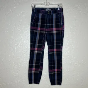 Anthropologie Women's Alicia Plaid Moto‎ Corduroy Zip High Waist Pants Size 27 thumbnail 2