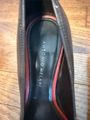 ANTONIO MELANI Brown Pointed-Toe Chain-Accent Pumps thumbnail 3