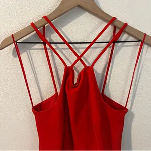 Express Red Asymmetrical Wrap Style Strappy Cutouts Mini‎ Dress Size 2 thumbnail 2