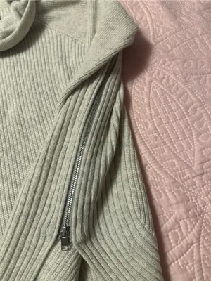 Vince Heathered Light Gray Ribbed Cowl Neck Sweater thumbnail 6