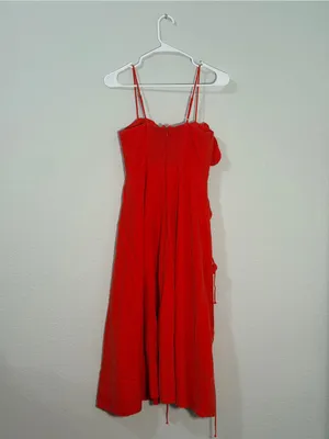 Farm Rio Red Garden Linen Blend Cocktail Midi Dress Size XS thumbnail 4