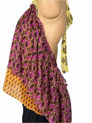 ZARA NWT Printed Flowy Halter Top Boho Metallic Layered Open Back Size XL thumbnail 6